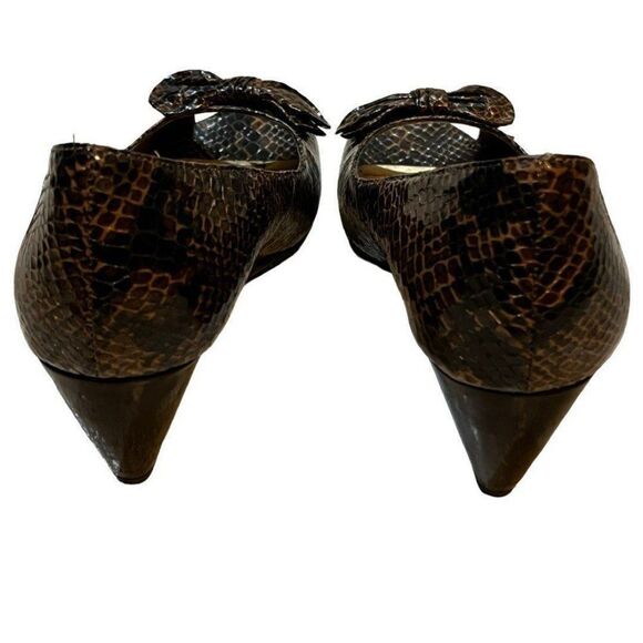 Anne Klein Snake Skin Ladies Peep Toe Wedge with Bow Womens Size 8.5 Shoes - Picture 5 of 11